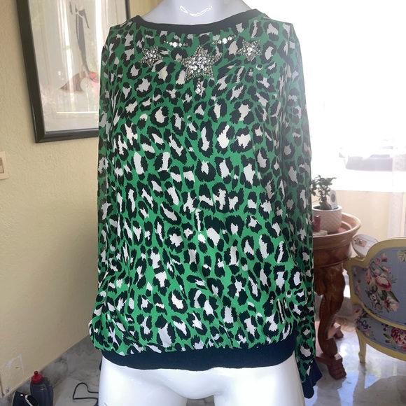 Guess Green Leopard Rhinestone Track Suit Small - Picture 7 of 12